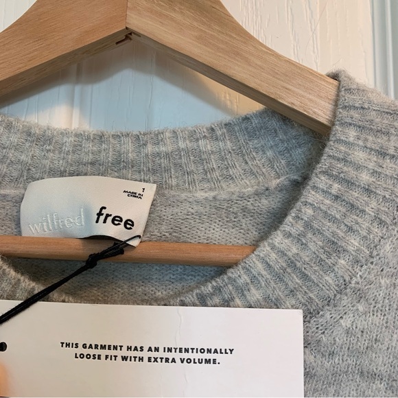 BNWT Aritzia Wilfred Cream Grey Black Cipriana Alpaca Wool Blend Sweater Dress - Picture 7 of 14